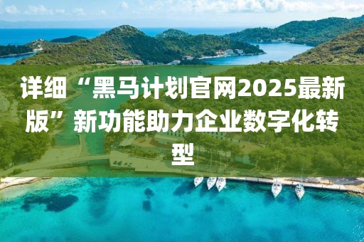 详细“黑马计划官网2025最新版”新功能助力企业数字化转型