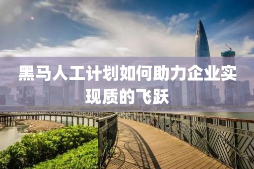 黑马人工计划如何助力企业实现质的飞跃
