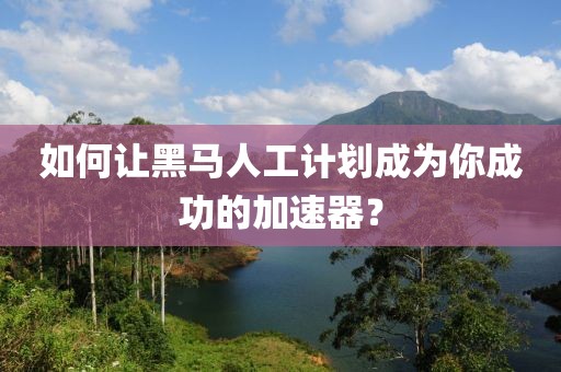 如何让黑马人工计划成为你成功的加速器？